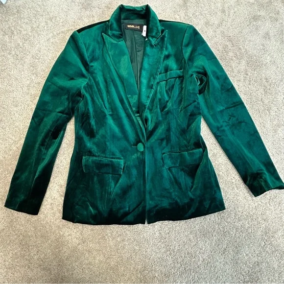 Fashion Nova Vienna hunter green velvet single breasted blazer pant suit set M - Picture 3 of 13